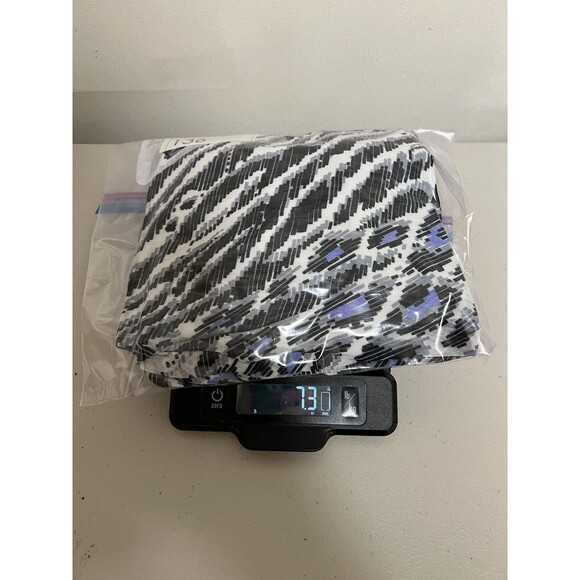 Bob Mackie Wearable Art Blouse M Blue Black Abstract Animal Print Sheer Tie Boho - Picture 13 of 13